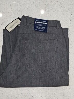 Williams & Kent Mens 35 Light Grey Comfort Eze Bi-stretch Gab Straight Leg Pants